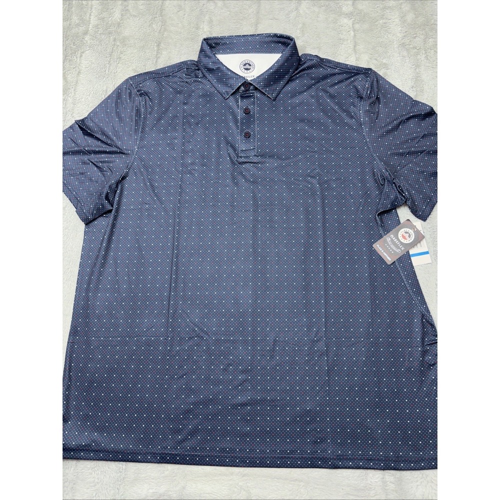 Flag & Anthem Madeflex XL performance polo navy blue W/ Red And White Stars NWT